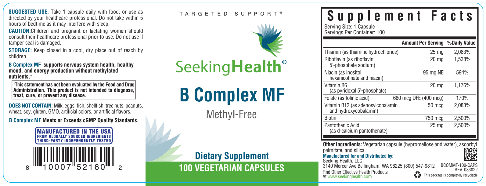 B Complex MF - 100 Capsules | Healthy Habits Living