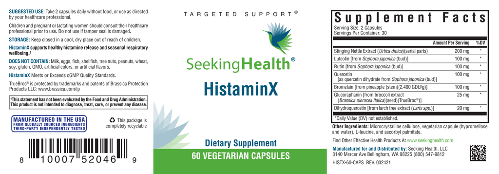 HistaminX - 60 Capsules | Healthy Habits Living