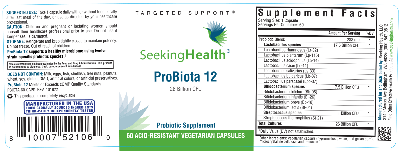 ProBiota 12 - 60 Capsules | Healthy Habits Living