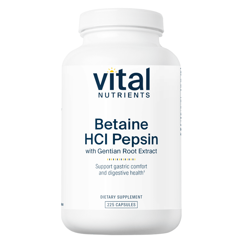 Betaine HCl Pepsin Gentian Root Extract - 225 Capsules Default Category Vital Nutrients 