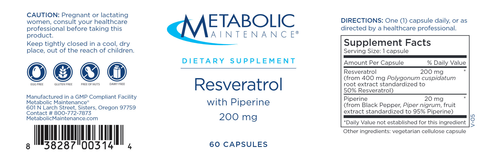 Resveratrol with Piperine 200 mg - 60 Capsules | Healthy Habits Living