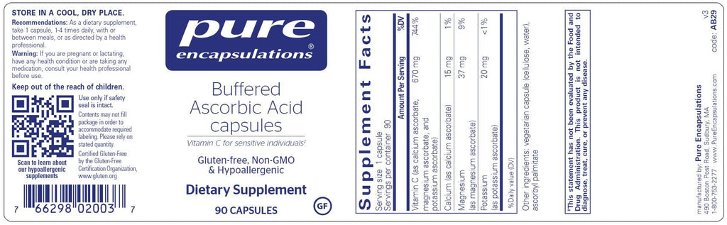 Buffered Ascorbic Acid Capsules Default Category Pure Encapsulations 90 Capsules 