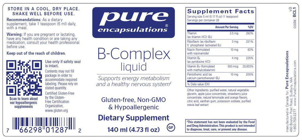 B-Complex Liquid - 4.73 fl. oz (140 ml) - Pure Encapsulations