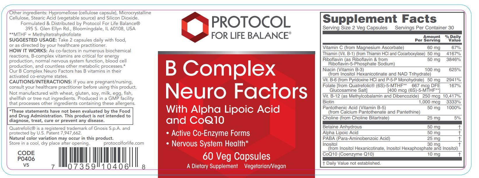 B Complex Neuro Factors - 60 Capsules | Healthy Habits Living