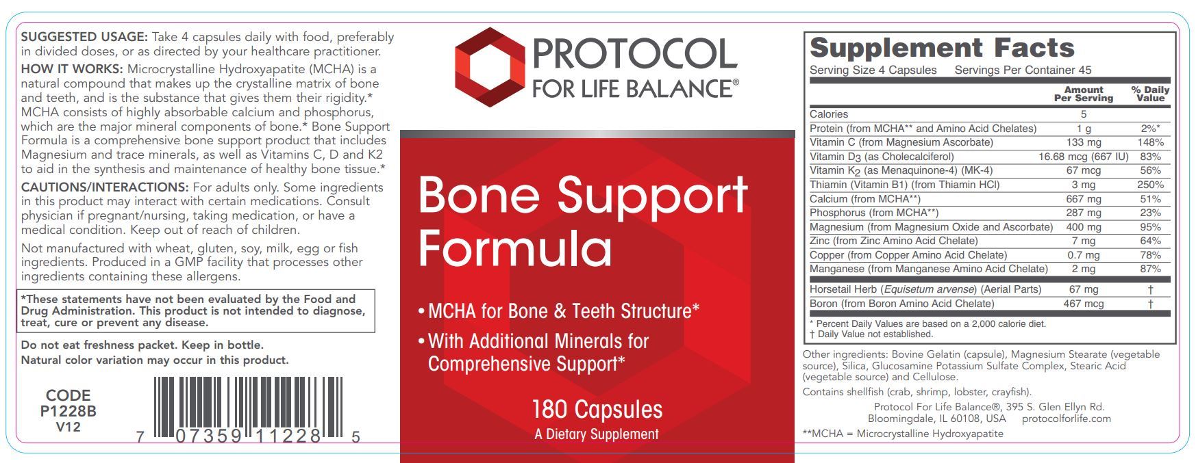 Bone Support Formula - 180 Capsules | Healthy Habits Living